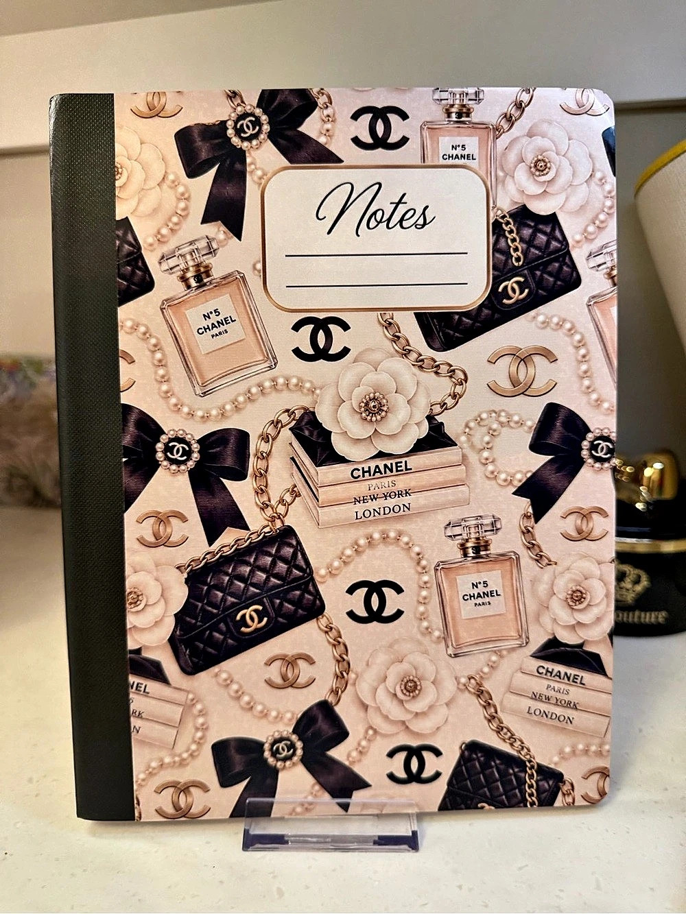 Floral Notes Notebook Pink & Black